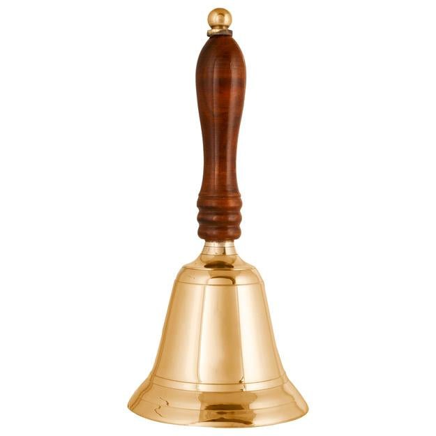 Buy Christmas Brass Shame Hand Bell with Wooden Handle | Shop Verified Sustainable Decor & Artefacts on Brown Living™