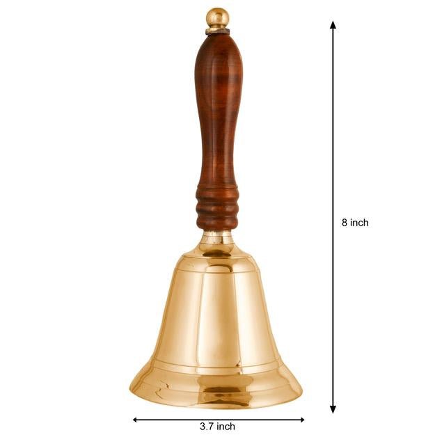 Buy Christmas Brass Shame Hand Bell with Wooden Handle | Shop Verified Sustainable Decor & Artefacts on Brown Living™