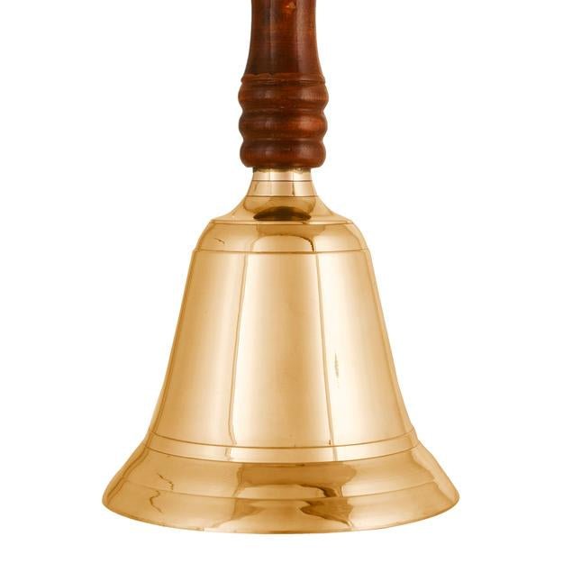 Buy Christmas Brass Shame Hand Bell with Wooden Handle | Shop Verified Sustainable Decor & Artefacts on Brown Living™