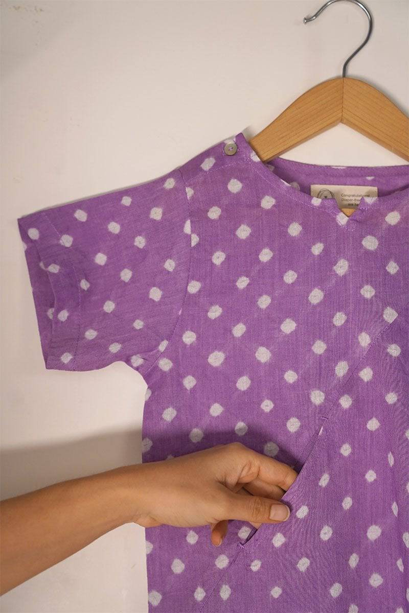 Buy Chuck A Wobbly' Unisex Bandhani Parsi Jhabla T-Shirt In Purple | Shop Verified Sustainable Kids Tops on Brown Living™