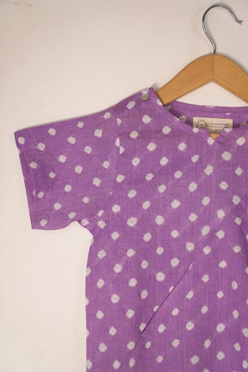 Buy Chuck A Wobbly' Unisex Bandhani Parsi Jhabla T-Shirt In Purple | Shop Verified Sustainable Kids Tops on Brown Living™