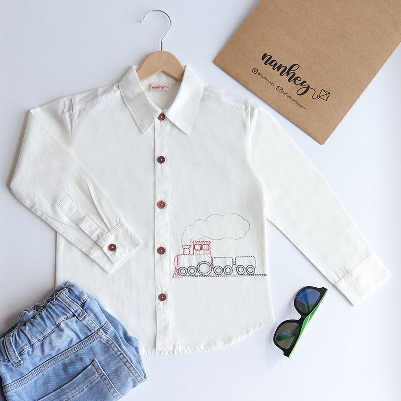 Buy Chuk Chuk Embroidered Formal Shirt - White | Shop Verified Sustainable Kids Shirts on Brown Living™