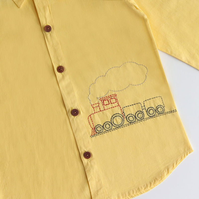 Buy Chuk Chuk Embroidered Formal Shirt - Yellow | Shop Verified Sustainable Kids Shirts on Brown Living™