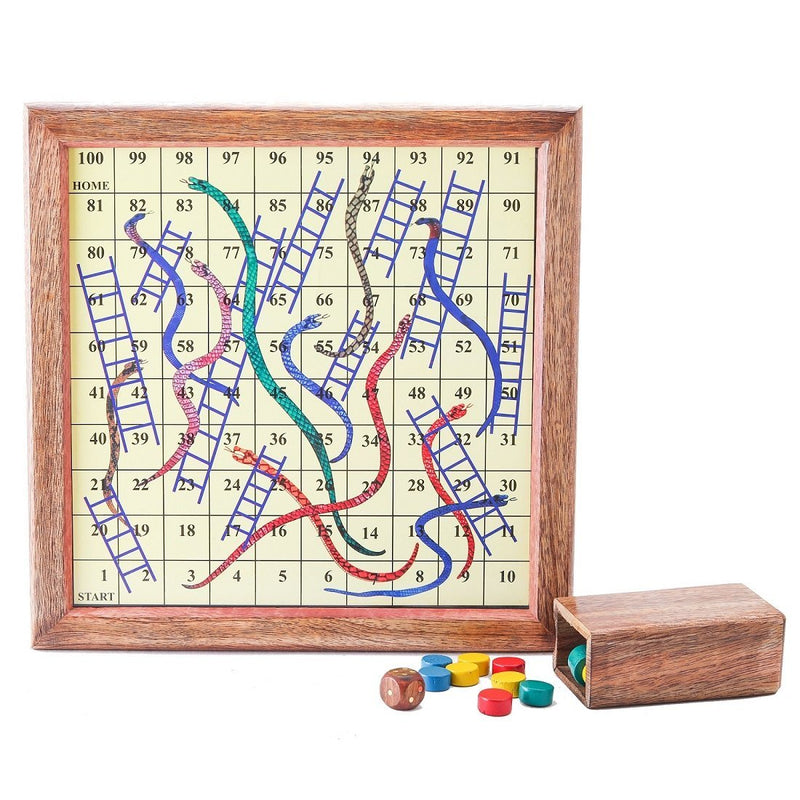 Buy Handmade Wooden 2 In 1 Magnetic Ludo Snakes And Ladders Set | Shop Verified Sustainable Learning & Educational Toys on Brown Living™