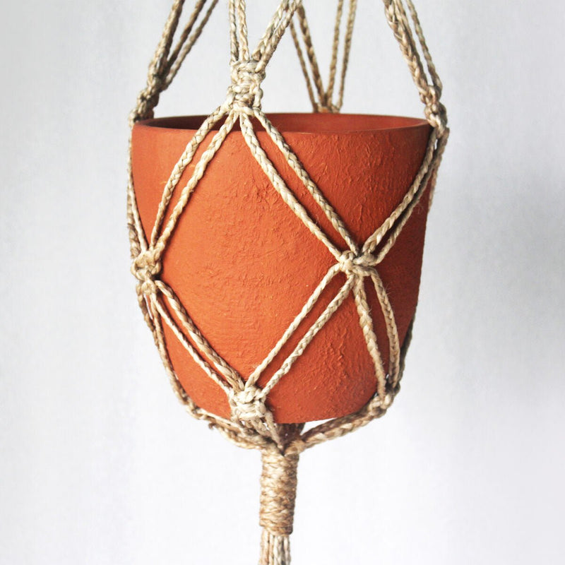 Buy Classic Terracotta Planter with Jute Macrame Hanger Design1 | Shop Verified Sustainable Products on Brown Living