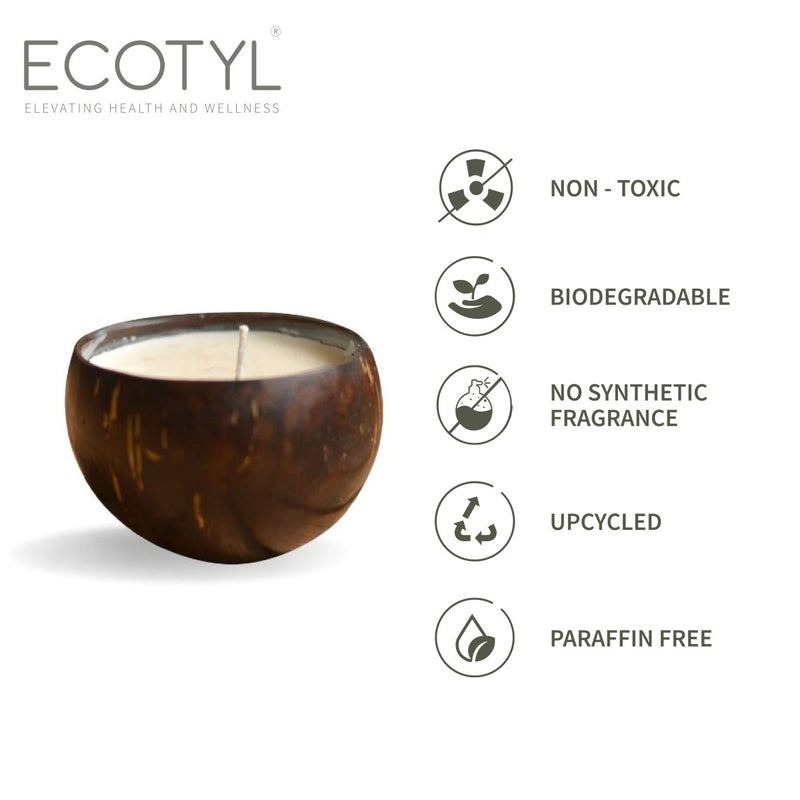 Buy Coconut Shell Candle - Patchouli & Rosewood | Pure Soy Wax | 100g | Shop Verified Sustainable Candles & Fragrances on Brown Living™