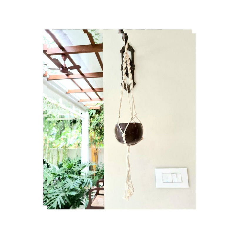 Buy Coconut Shell Macrame Plant Hanger for Indoor & Out door | Shop Verified Sustainable Pots & Planters on Brown Living™