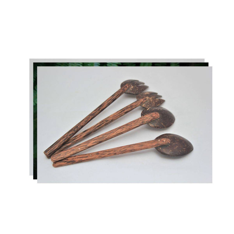 Buy Coconut Shell Spoon & Fork - Set of 2 Natural & Handmade | Shop Verified Sustainable Cutlery on Brown Living™