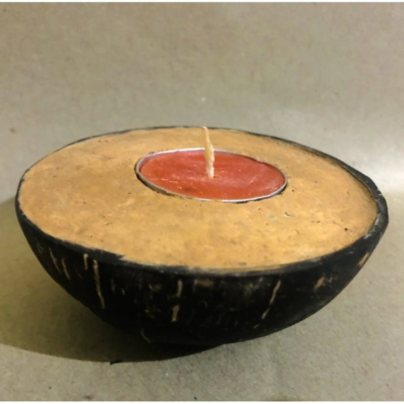 Buy Coconut Shell Terracotta Tealight Candle Holder-Spice | Shop Verified Sustainable Products on Brown Living