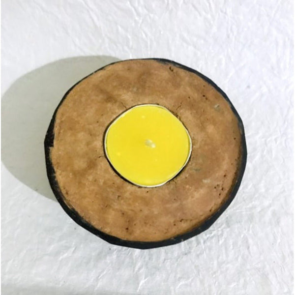 Buy Coconut Shell Terracotta Tealight Candle Holder-Vanilla | Shop Verified Sustainable Products on Brown Living