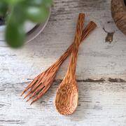 Buy Coconut Wood Spoon & Fork 2 Spoon + 2 Fork Eco Friendly, Natural & Handmade | Shop Verified Sustainable Cutlery on Brown Living™