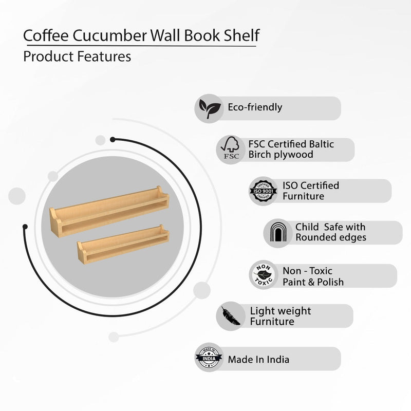 Buy Coffee Cucumber | Wooden Wall Book Shelf | Shop Verified Sustainable Decor & Artefacts on Brown Living™