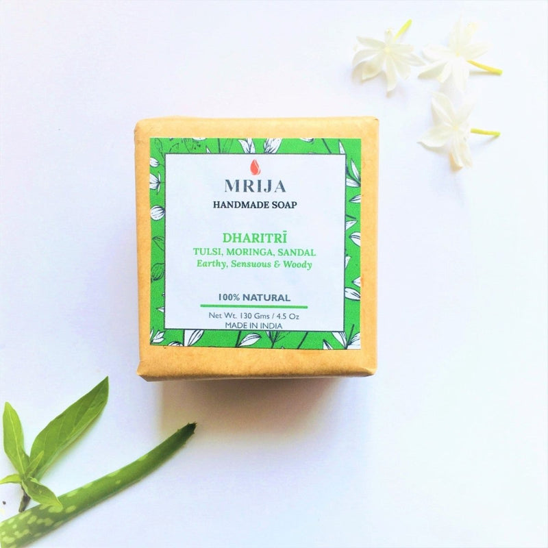 Buy Coldprocess Handmade Soap Dharitri- Tulsi, Moringa & Sandal Soap | 130 gms | Shop Verified Sustainable Body Soap on Brown Living™