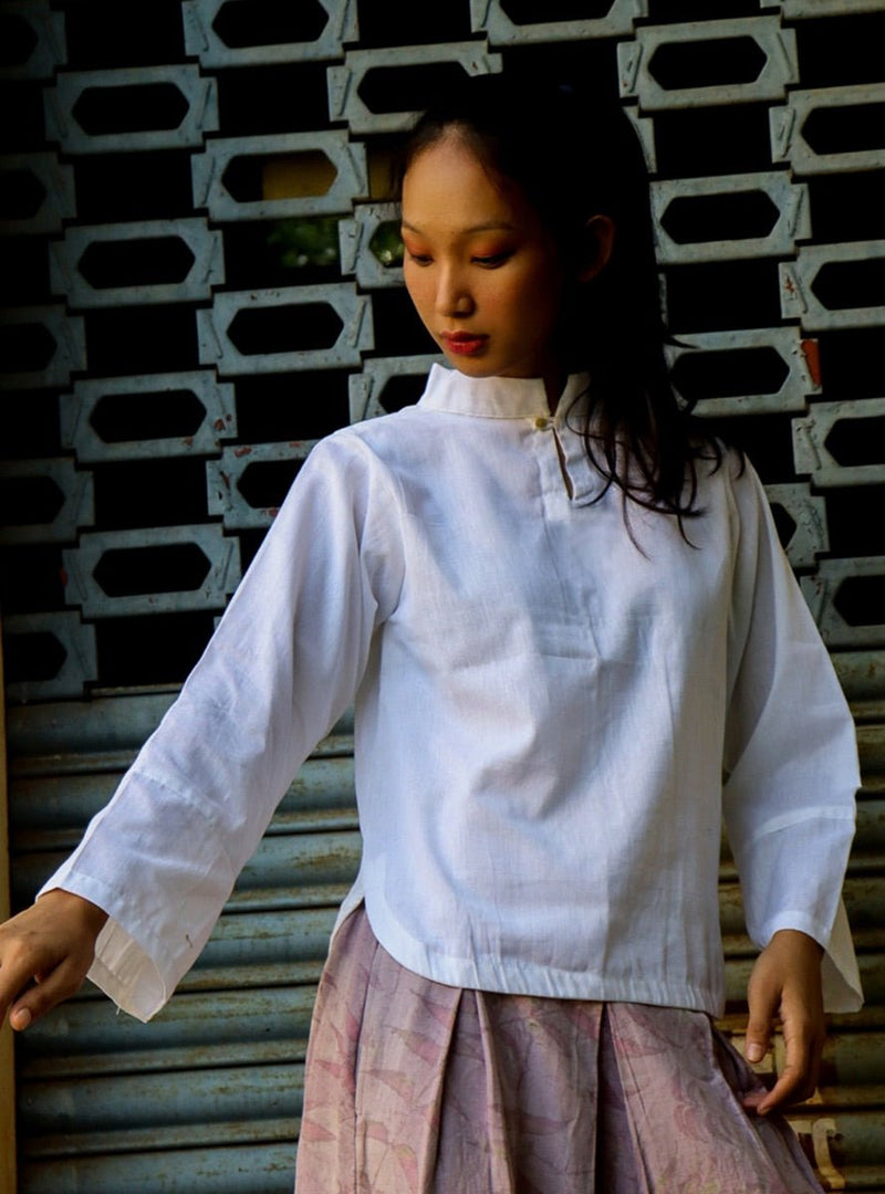 Buy Collared White Top | Organic Cotton | Shop Verified Sustainable Womens Top on Brown Living™