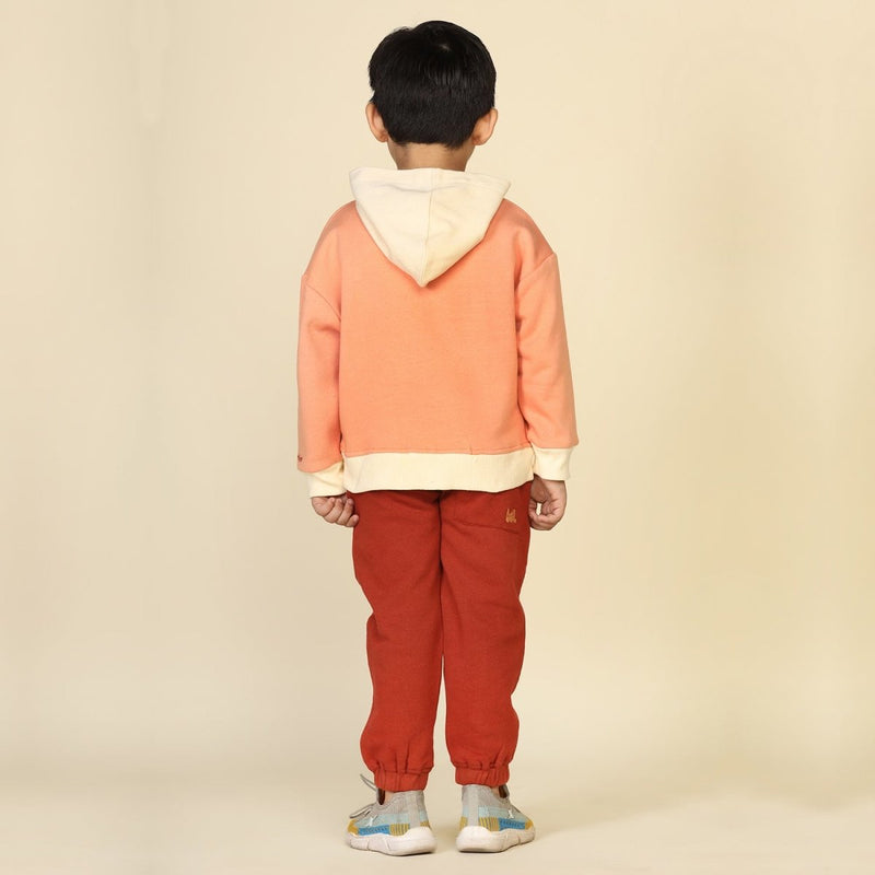 Buy Colour Blocked Earth Unisex Hoodie, Dusty Pink | Planet First | Shop Verified Sustainable Kids Sweat Shirts on Brown Living™