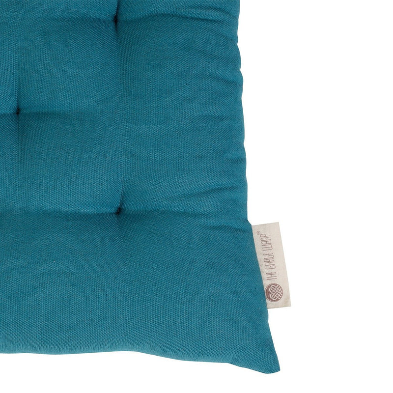 Buy Colour Blocking Cotton Chair Pad (Teal) | Shop Verified Sustainable Pillow on Brown Living™