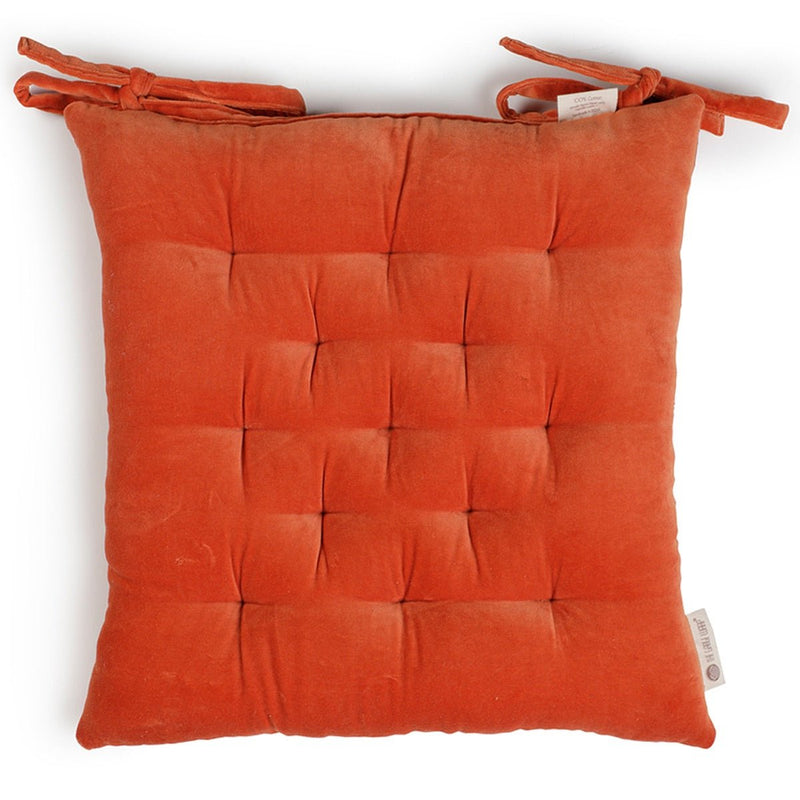 Buy Colour Blocking Velvet Chair Pad (Orange Peel) | Shop Verified Sustainable Pillow on Brown Living™