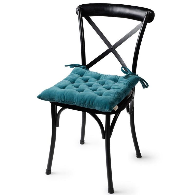 Buy Colour Blocking Velvet Chair Pad (Teal) | Shop Verified Sustainable Pillow on Brown Living™