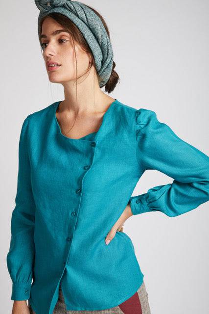 Buy Compass Asymmetric Top Teal | Shop Verified Sustainable Womens Top on Brown Living™