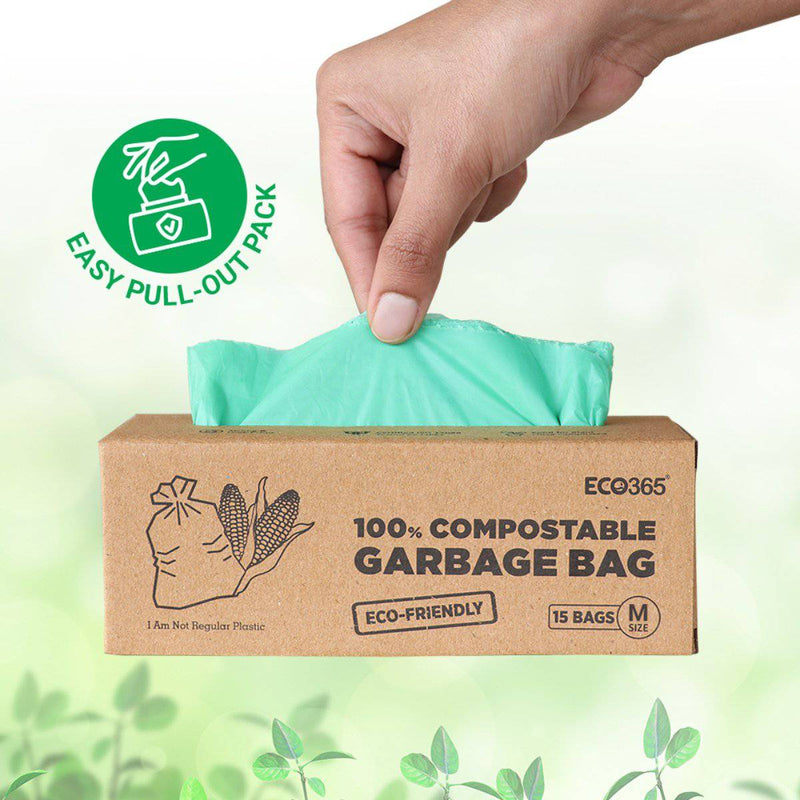 Buy Compostable Garbage Bag, 19 x 21 Inches Medium - Pack Of 9 (135Pcs) | Shop Verified Sustainable Cleaning Supplies on Brown Living™