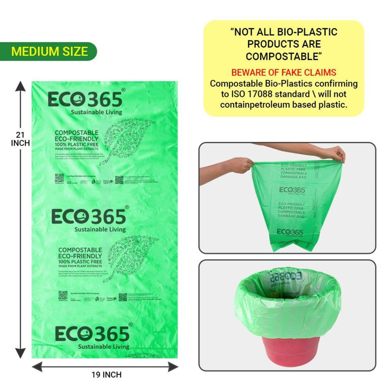 Buy Compostable Garbage Bag Medium 19x21 Inches Medium- Pack Of 3 (45Pcs) | Shop Verified Sustainable Cleaning Supplies on Brown Living™