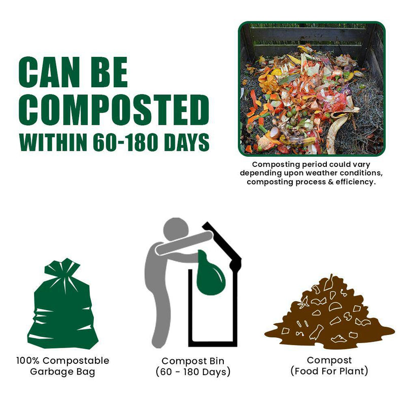 Buy Compostable Garbage Bags - 17X19 Small, Pack Of 90Pcs | Shop Verified Sustainable Cleaning Supplies on Brown Living™