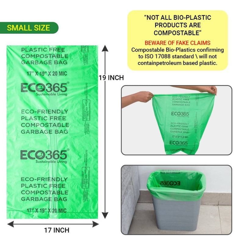 Buy Compostable Garbage Bags - 17X19 Small, Pack Of 90Pcs | Shop Verified Sustainable Cleaning Supplies on Brown Living™