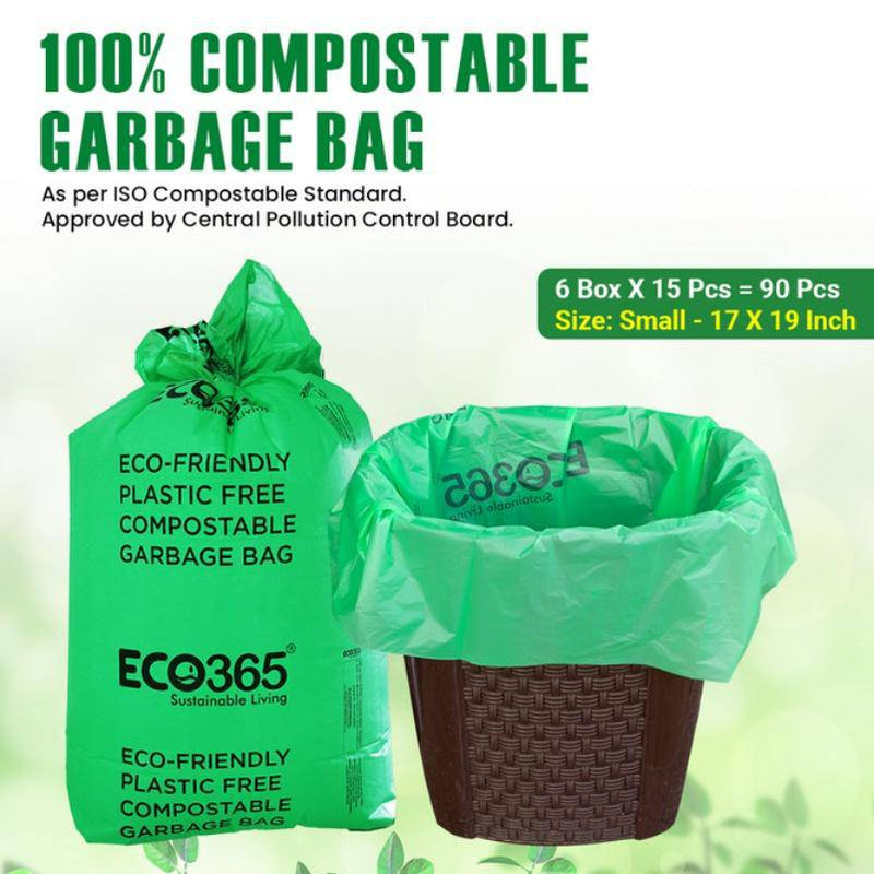 Buy Compostable Garbage Bags - 17X19 Small, Pack Of 90Pcs | Shop Verified Sustainable Cleaning Supplies on Brown Living™