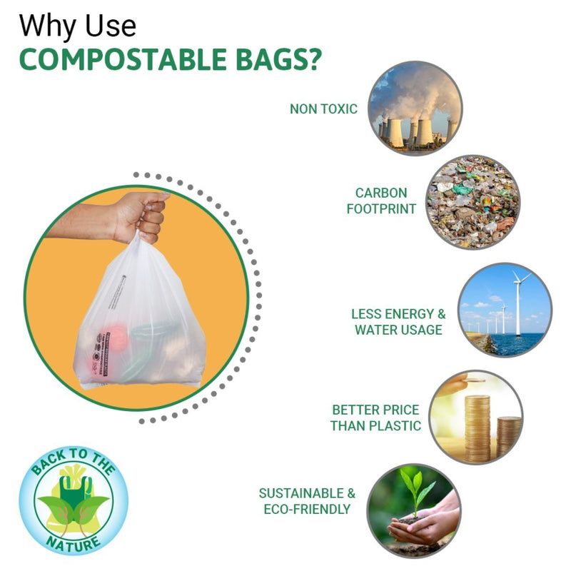 Buy Compostable Grocery Bags - 14"x18", 35Micron, 1000pcs | Shop Verified Sustainable Packing Materials on Brown Living™