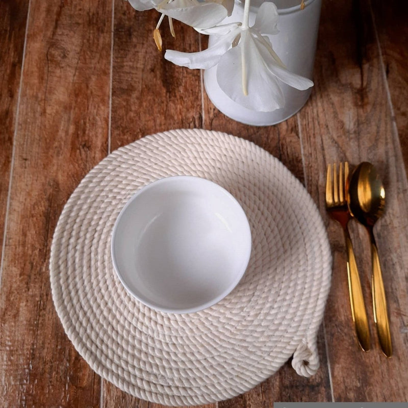 Buy Off White Table Mat in Cotton | Shop Verified Sustainable Table Decor on Brown Living™