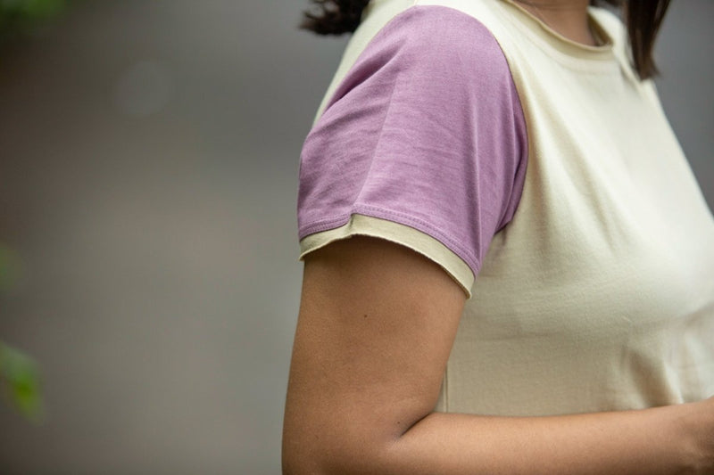 Buy Cream Color-Blocked Women's Organic Cotton Crop Top | Shop Verified Sustainable Products on Brown Living