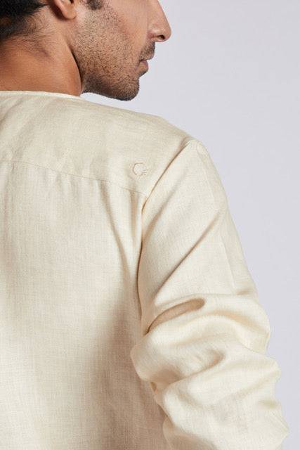 Buy Crescent V-Neck Kurta Light Beige | Shop Verified Sustainable Mens Kurta on Brown Living™