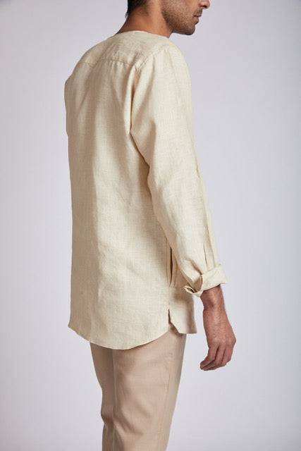 Buy Crescent V-Neck Kurta Light Beige | Shop Verified Sustainable Mens Kurta on Brown Living™