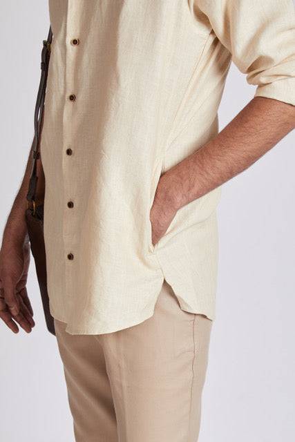 Buy Crescent V-Neck Kurta Light Beige | Shop Verified Sustainable Mens Kurta on Brown Living™