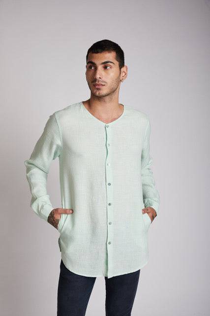 Buy Crescent V-Neck Kurta Mint Green | Shop Verified Sustainable Mens Kurta on Brown Living™