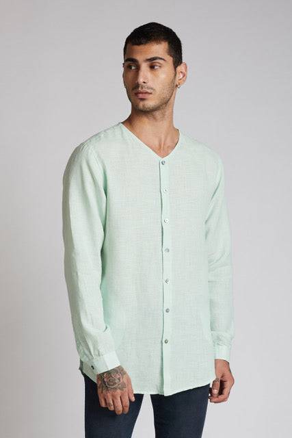 Buy Crescent V-Neck Kurta Mint Green | Shop Verified Sustainable Mens Kurta on Brown Living™