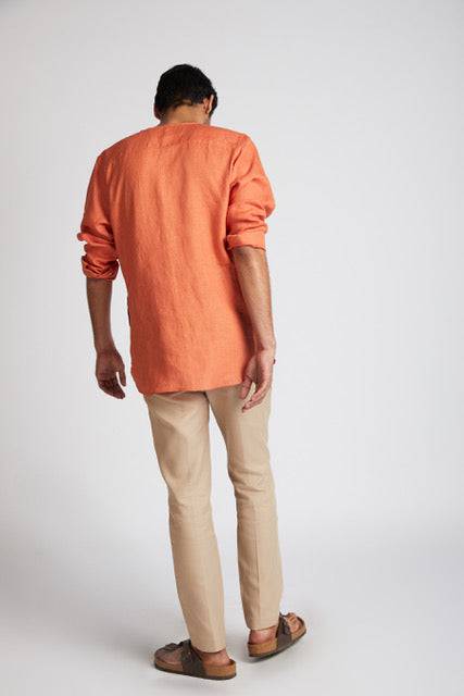 Buy Crescent V-Neck Kurta Orange | Shop Verified Sustainable Mens Kurta on Brown Living™