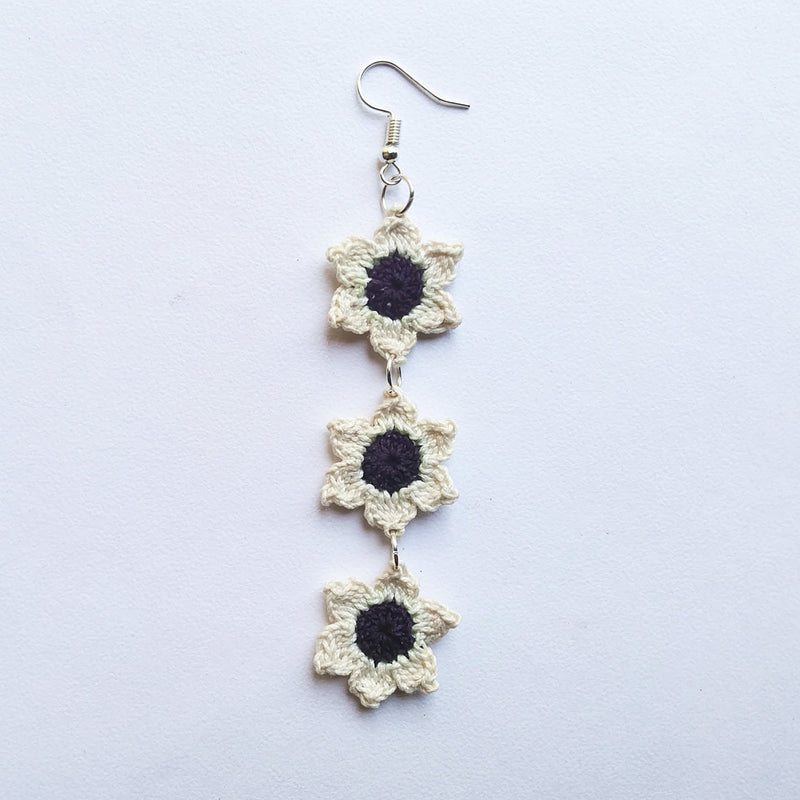 Crochet Floral Star Earrings | Blue | Verified Sustainable Womens earrings on Brown Living™