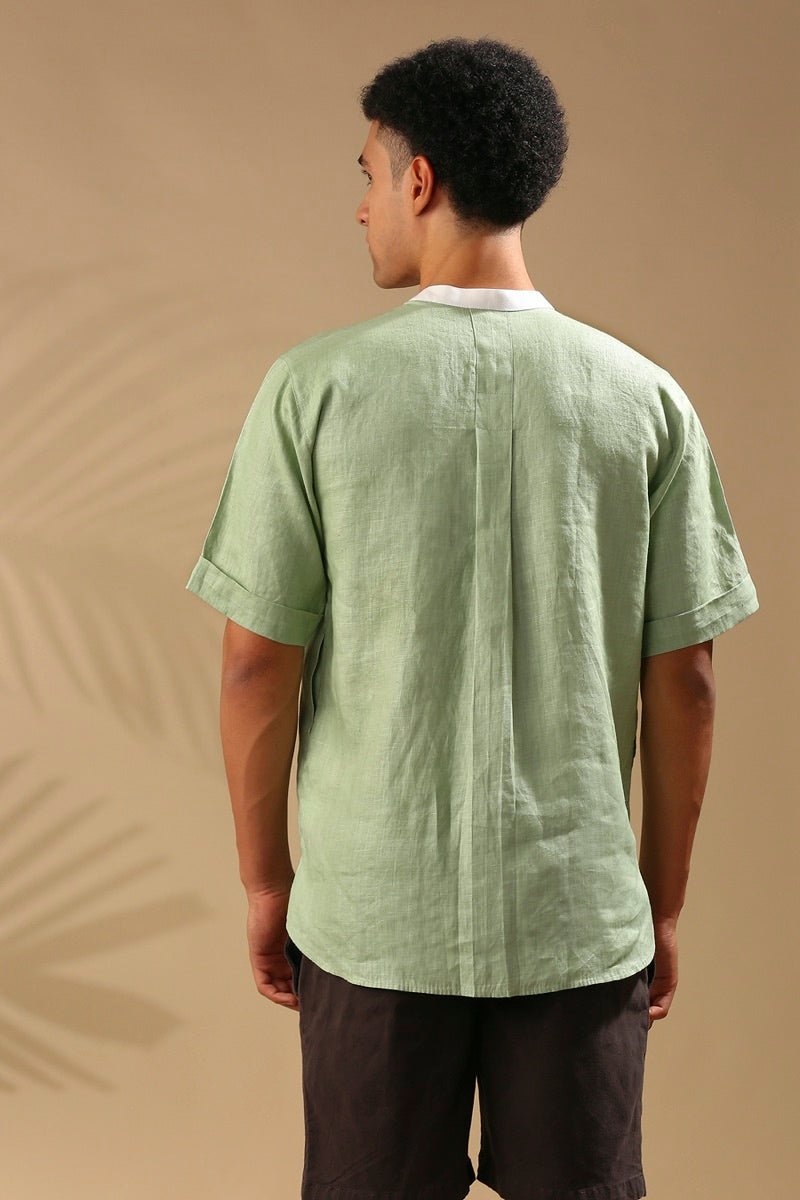 Buy Cypress Colour Blocked Shirt - Sage Green | Shop Verified Sustainable Mens Shirt on Brown Living™