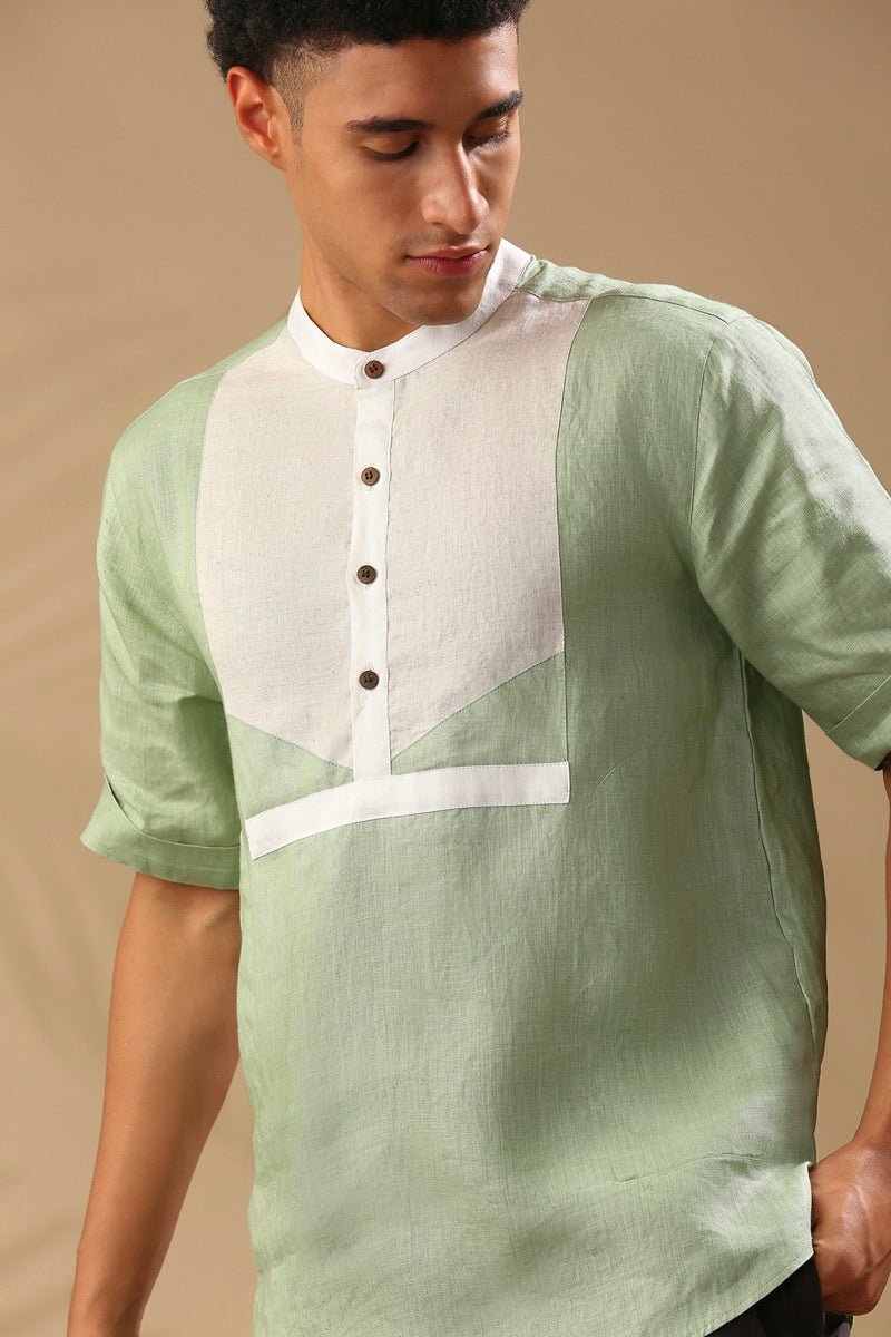 Buy Cypress Colour Blocked Shirt - Sage Green | Shop Verified Sustainable Mens Shirt on Brown Living™