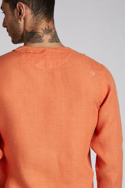 Buy Delta Asymmetric Shirt Orange | Shop Verified Sustainable Mens Shirt on Brown Living™