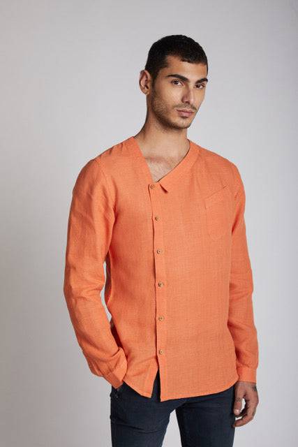 Buy Delta Asymmetric Shirt Orange | Shop Verified Sustainable Mens Shirt on Brown Living™