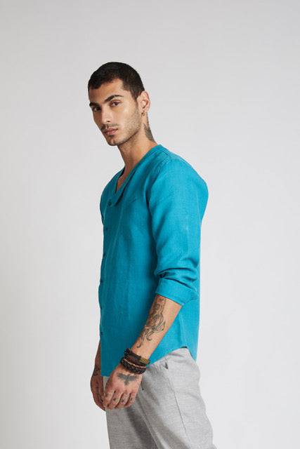 Buy Delta Asymmetric Shirt Teal | Shop Verified Sustainable Mens Shirt on Brown Living™