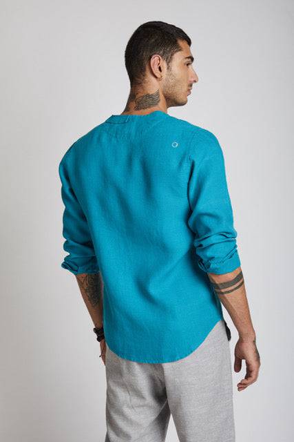 Buy Delta Asymmetric Shirt Teal | Shop Verified Sustainable Mens Shirt on Brown Living™