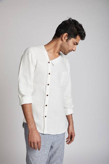 Buy Delta Asymmetric Shirt White | Shop Verified Sustainable Mens Shirt on Brown Living™