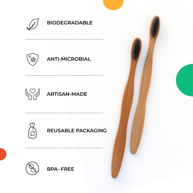 Buy Dental Kit | 1 Copper Tongue Cleaner | 1 Bamboo Toothbrush S Shaped Curved | Shop Verified Sustainable Oral Care on Brown Living™