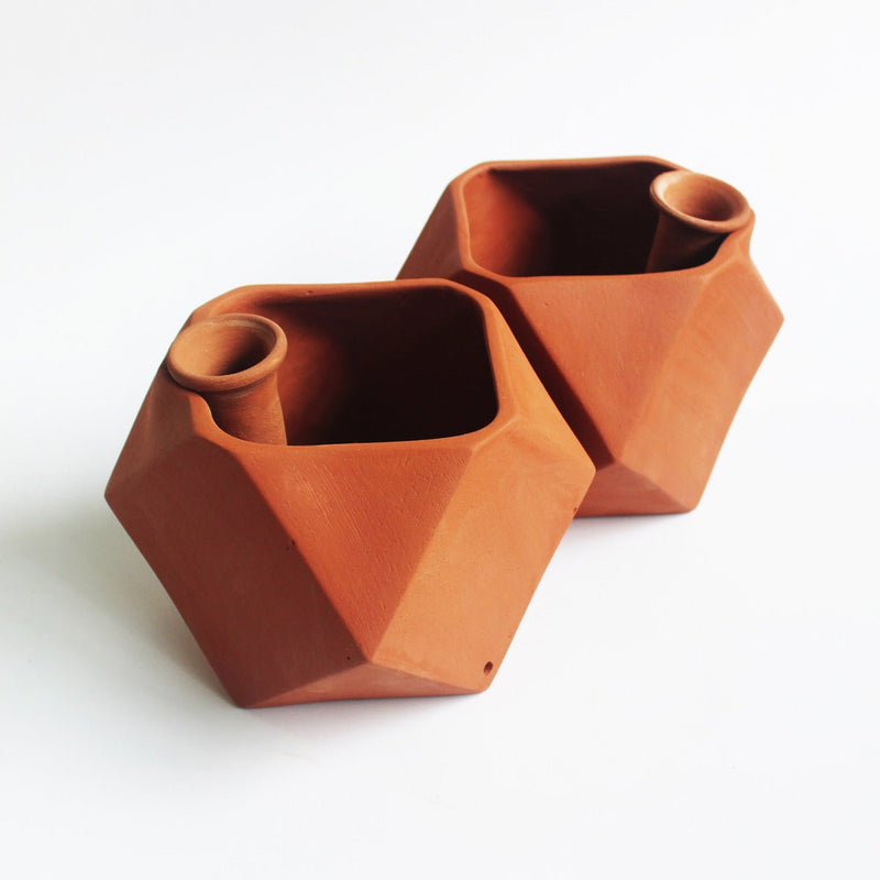 Buy D'MOND-1 Terracotta Planter with Deep Root Watering System Set of 2 | Shop Verified Sustainable Products on Brown Living