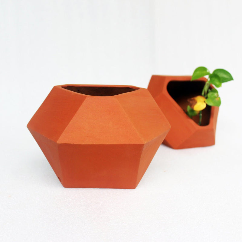 Buy D'MOND-2 Terracotta Planter- Set of 2 | Home Decor | Shop Verified Sustainable Pots & Planters on Brown Living™