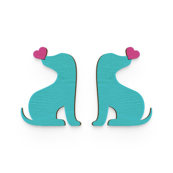 Buy Dog Heart Hand Painted Wooden Earring | Shop Verified Sustainable Products on Brown Living