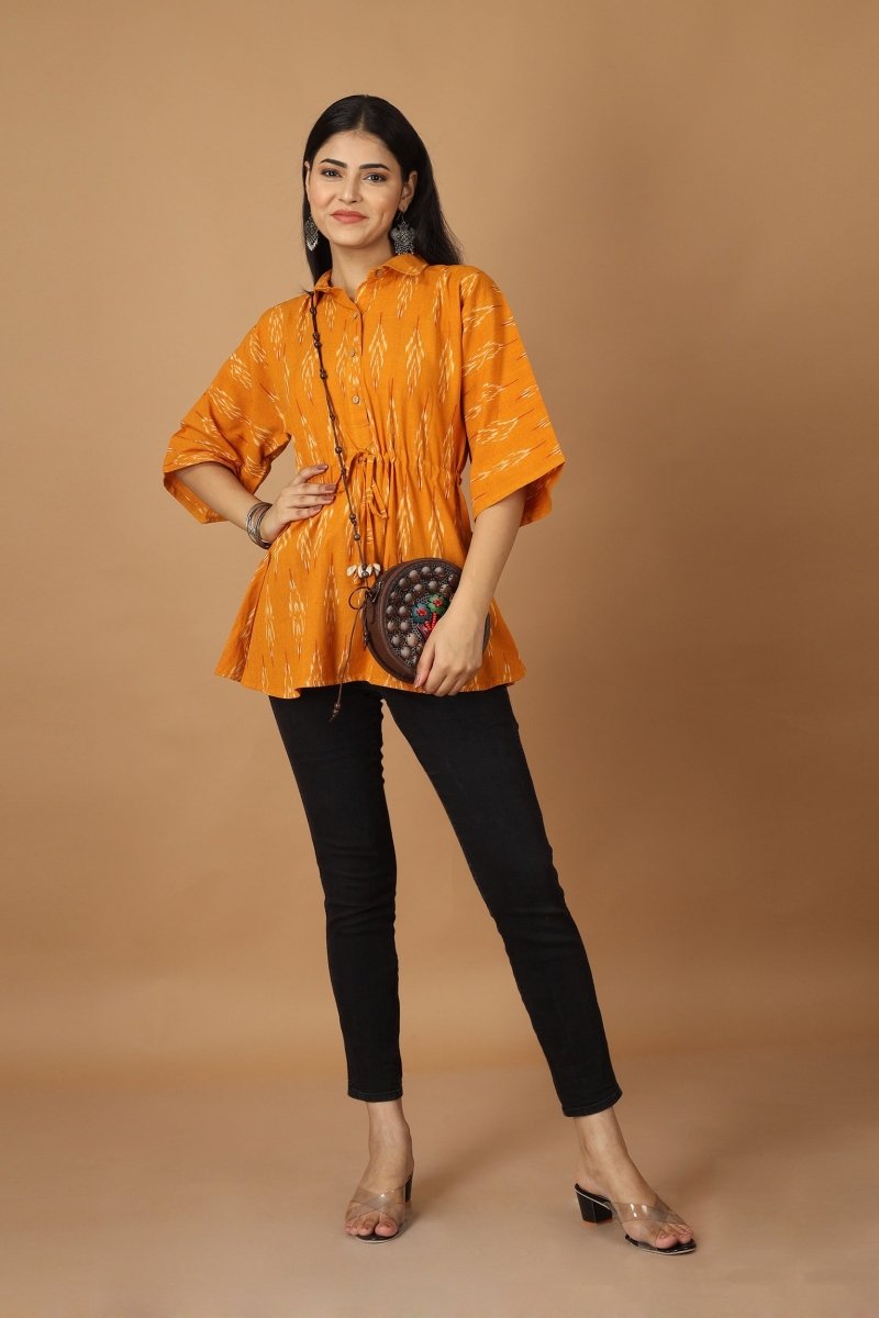 Buy Dopahar Ikat Kaftan Cotton Top | Shop Verified Sustainable Products on Brown Living